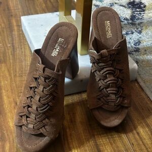Michael Kors Tan Woven Mules